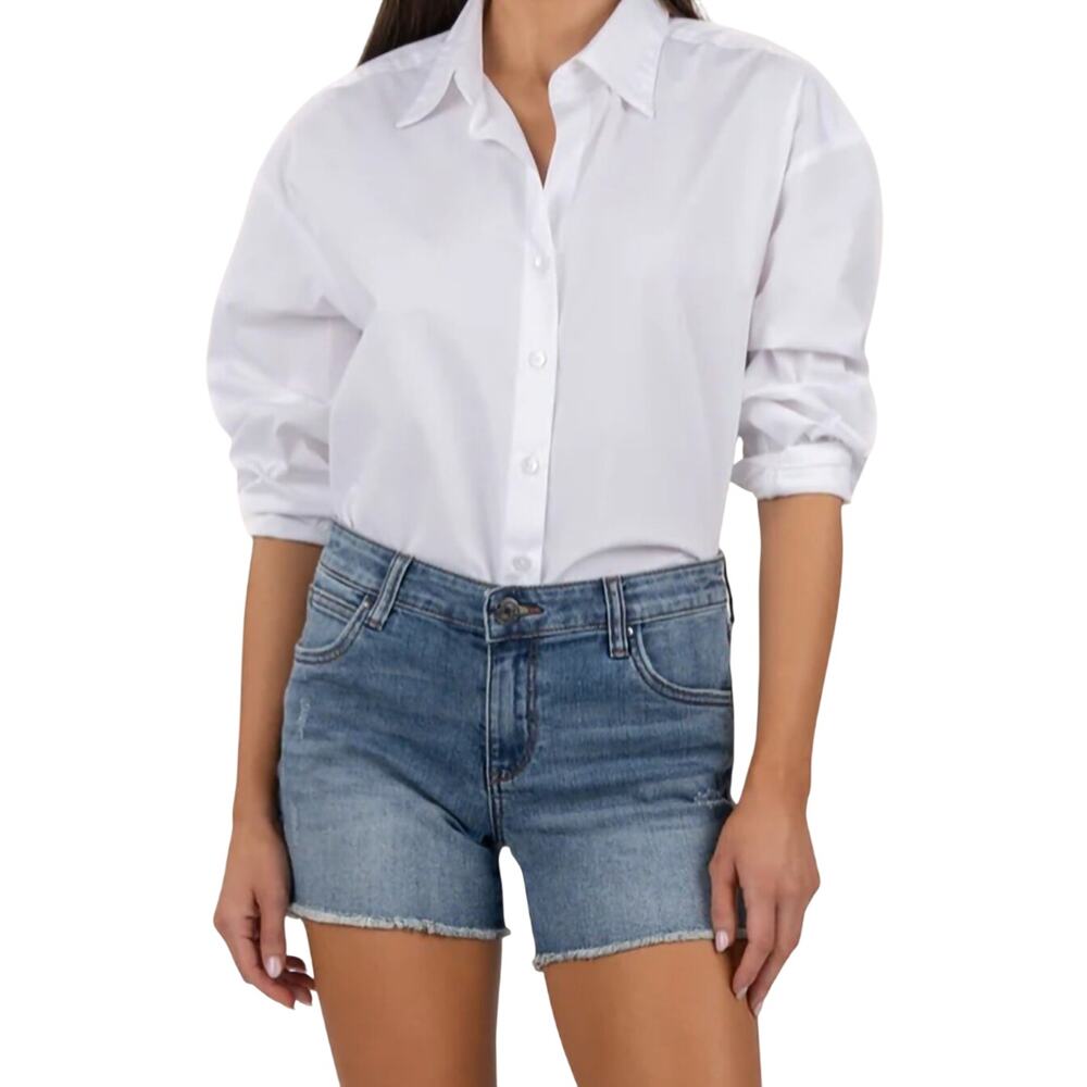 Kut From The Kloth Gidget Mid Rise Frayed Short Womens Jean Shorts Size 6